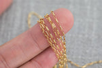 Gold Filled Round Tubed Rectangular Chain 1.4x3.5mm links- Wholesale, BULK Low Price, Chain by foot- Paper Clip Chain