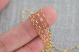 Gold Filled Round Tubed Rectangular Chain 1.4x3.5mm links- Wholesale, BULK Low Price, Chain by foot- Paper Clip Chain