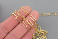 Gold Filled Flat Paper Clip Chain 4x11mm links- Wholesale, USA Made, Chain by foot- Paper Clip Chain