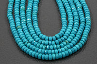 Natural TURQUOISE Faceted Roundel 4mm Dark Green Gemstone Beads