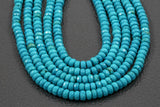 Natural TURQUOISE Faceted Roundel 4mm Dark Green Gemstone Beads