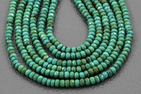 Natural TURQUOISE Faceted Roundel 4mm Dark Green Gemstone Beads