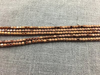 Copper Plated HEMATITE Beads. Tiny Cubes. Shiny Copper Finish. 2mm or 3mm. Full Strand 16".