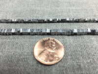 HEMATITE Squaredel Beads 2mm 2.5mm 3mm or 4mm. Platinum Plated. Full Strand 16".