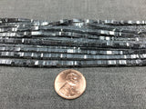 HEMATITE Squaredel Beads 2mm 2.5mm 3mm or 4mm. Platinum Plated. Full Strand 16".