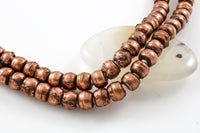 Natural Solid Brass African Beads - Authentic Ethiopian Beads - Round 7mm-8mm, Full 31 Inch Strands. 31" Gemstone Beads