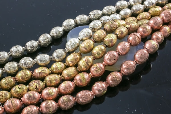 Authentic Ethiopian Brass Beads, Oval 7x10mm, Full 31 Inch Strands. 28"