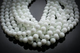 Natural White Jade, High Quality in Faceted Round, 4mm, 6mm, 8mm, 10mm, 12mm- Full 15.5 Inch Strand Gemstone Beads