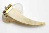 Boho Flat Mosaic Horn Pendant-- Tibetan Handcrafted Teeth / 78mm Hand Carved Tusk Pendant with Bail