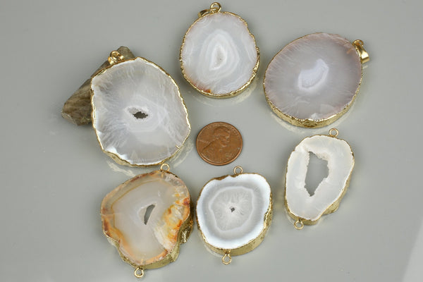White Agate Druzy Pendant and Connector