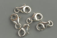 Sterling Silver Lobster Clasps, 925 Lobster Clasp 4 sizes, Rounded Lobster Trigger Claw