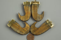 Boho Fishhook Horn Pendant-- Tibetan Handcrafted Teeth / Tusk Pendant with Bail 2.25 inches