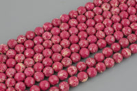 Natural Fusia Sea Sediment Jasper High Quality in Faceted Round AAA Quality Gemstone Beads