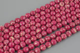 Natural Fusia Sea Sediment Jasper High Quality in Faceted Round AAA Quality Gemstone Beads