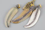 ETSY Exclusive Item- Carved Horn Feather Set in Crystal Pave