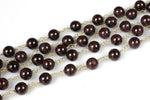 CLOSE OUT SALE!!! 1 Yard / 3 Feet !!! Garnet Rosary Chain-- High Quality 6mm 8mm 10mm round- Gold Plated