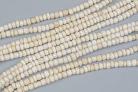 Natural African Light Tan Glass Beads, Irregular Roundel, 4mm Size, long strands. 23" Gemstone Beads
