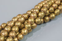 Natural Solid Brass African Beads - Authentic Ethiopian Beads - Round 7mm-8mm, Full 31 Inch Strands. 31" Gemstone Beads