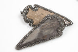 ARROWHEAD Pave Hematite Diamond Crystals Wrapped Arrowhead 2.5 and 4 inches -- Arrowhead made out of natural jasper-- Exclusive Item!!!