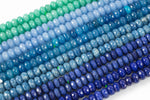 JADE Faceted Roundel 10mm- Blues -Full Strand 15.5 inch Strand,