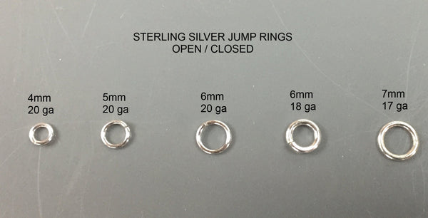 SS JUMP RINGS-- 925 Sterling silver-- Closed and open-- 4mm, 5mm, 6mm, 7mm, 8mm. Sterling silver open jump rings, closed jump rings.